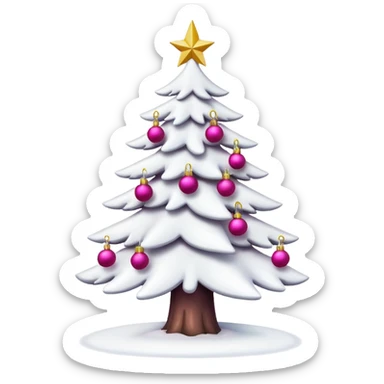 Snowy white christmas tree with hot pink ornaments sticker