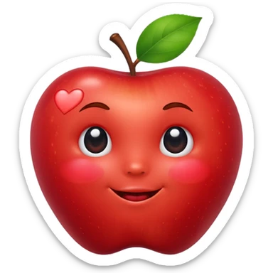 🍎 with a face and with heart cheeks ￼ sticker