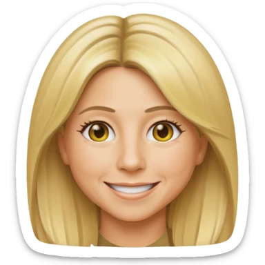 Jennifer Aniston as an emoji, smiling, blonde hair sticker