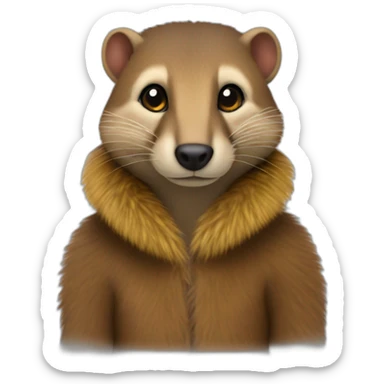 mongoose wearing a fur coat sticker