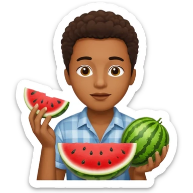 Black person eating watermelon and fried chicken sticker