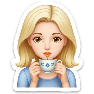 Girl drinking tea  sticker
