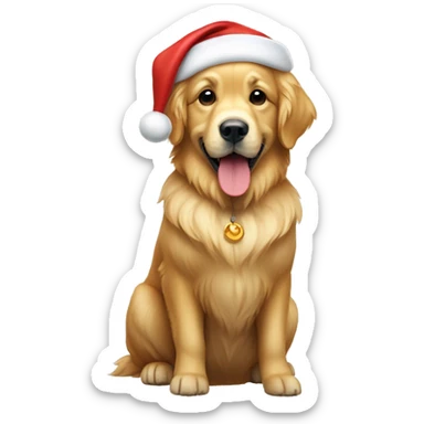 Golden retriever wearing a Santa hat full body sticker