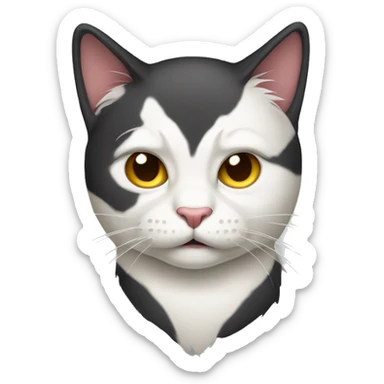 mean bicolor cat sticker