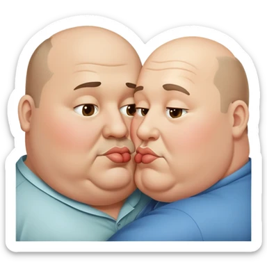 2 obese men kissing each other and the men are balding sticker