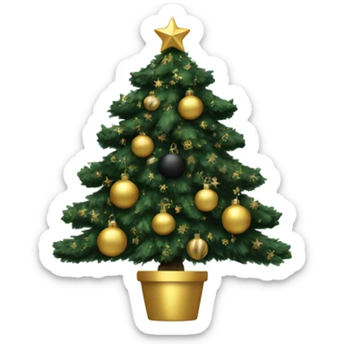 Christmas tree with black and gold ornaments sticker