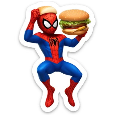 Spider-Man eating a burger sticker