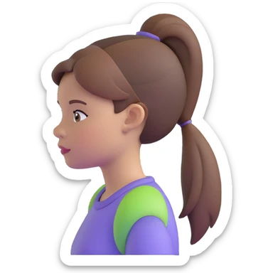 girl with brown hair and ponytail sticker
