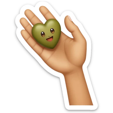 The olive heart faded in the palm of his hand sticker