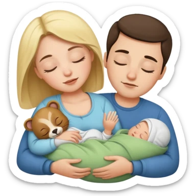 Femme Marie, homme Joseph, et le petit bébé Jesus, et les animaux font tous dodo sticker