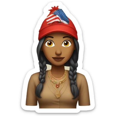 Indian woman with red Trump-cap sticker