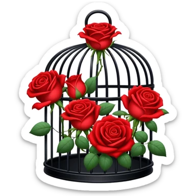 Persian Red roses in black cage sticker