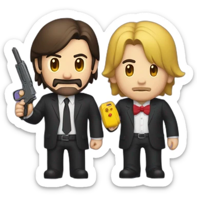 john wick y mario bros chocando puños sticker