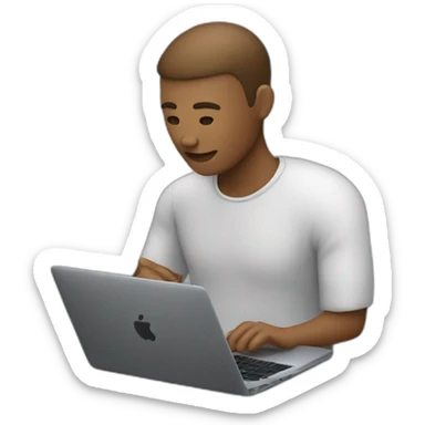 Person working on macbook laptop sticker