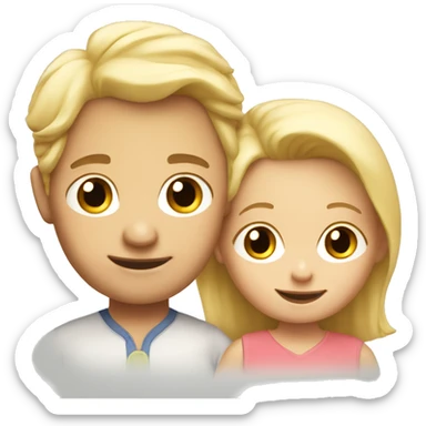 Blonde mom with toddler blonde boy and dad  sticker