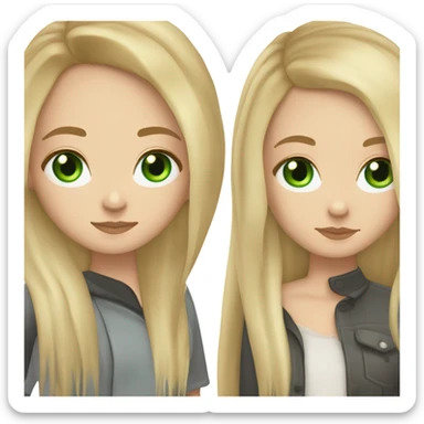 White girl with Long straight blonde hair, green eyes, tattoos sticker