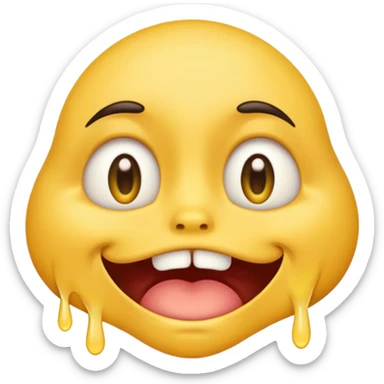 Normal emoji face but he is braindead. eyelids drooping, jaw hanging slightly open and drooling sticker