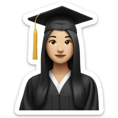 asian graduation girl with long black hair sticker