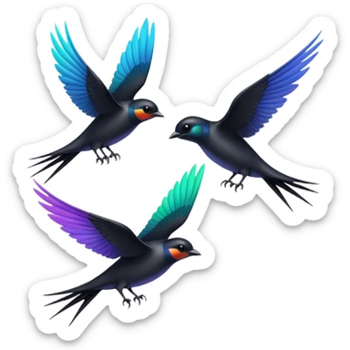 3 Black swallow flying sticker