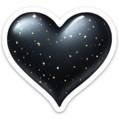 black sparkle heart sticker