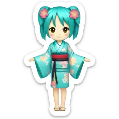 Hatsune miku wearing a kimono sticker