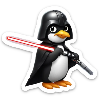 Penguin as Darth Vader with Lasersword sticker