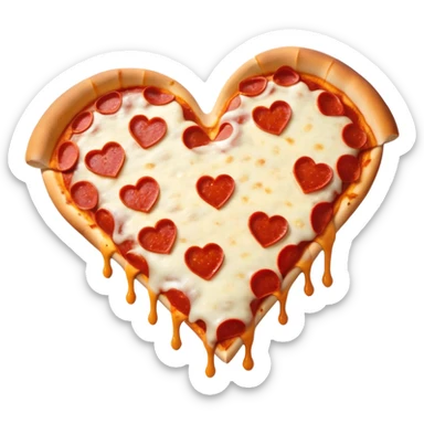 girlie heart-shaped pizza, cute and tempting sticker