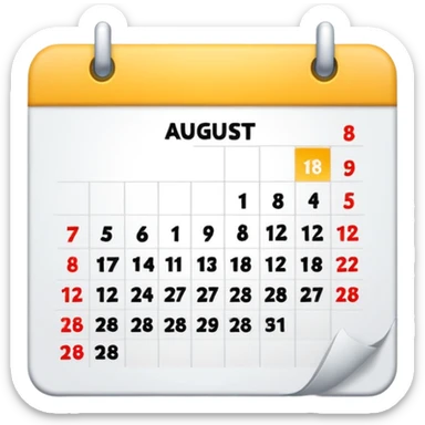 Emoji of calendar page for August 18 like📅 sticker