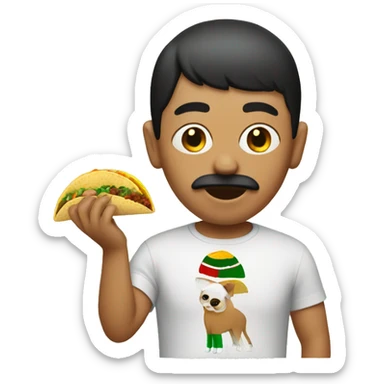 Mexican with a bowl cut eating a taco  sticker