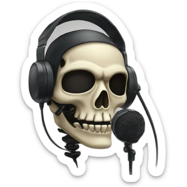 Military Skeleton mask with a long black mask underneath it and headset with a microphone sticker