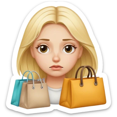 Tired blonde girl with bags under eyes sticker