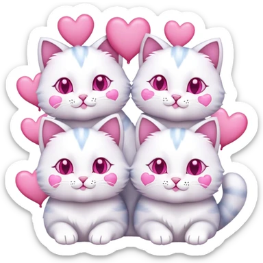 four Cats with hearts sticker