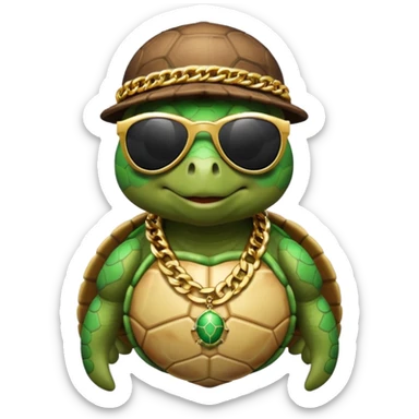Turtle rapper with chains  sticker