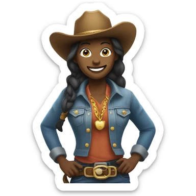 Cow girl with gold teeth sticker