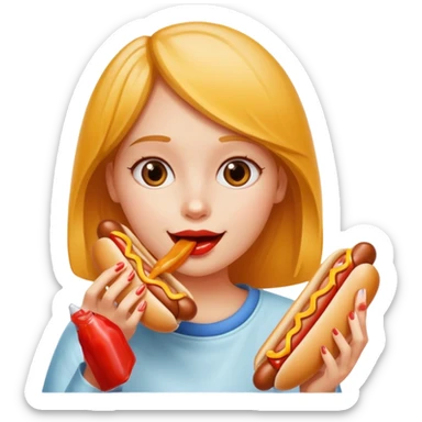 Girl eats hotdog sticker
