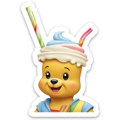 Winnie the Pooh with a milkshake  sticker