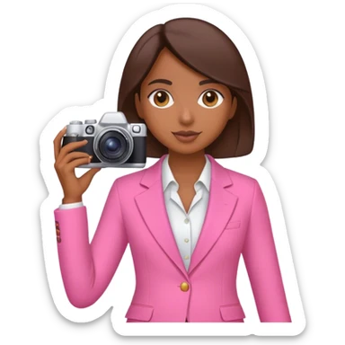 Brune girl pink suit caméra  sticker