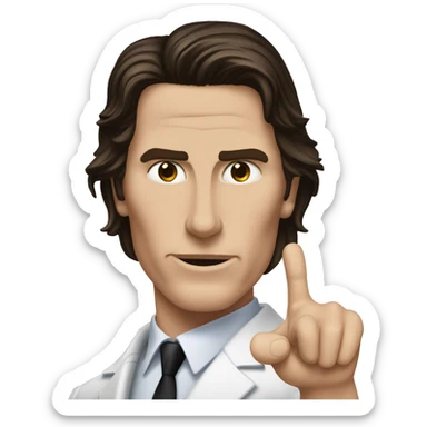 Christian Bale from American Psycho holding his hand in the shape of an L on his forehead. sticker
