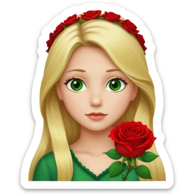 Girl profile picture with long blonde hair and green eyes and 1 flower in her hair sticker