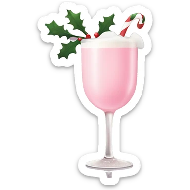 pastel pink christmas drink, with mistletoe on the top of it sticker