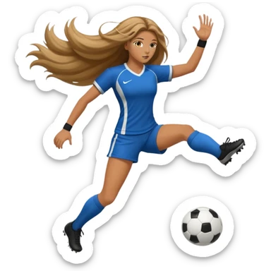 Long Haired Football Players, Female player, full body kick ball sticker