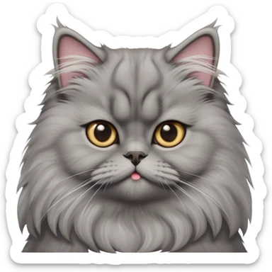 cinematic-adorable-big-eyed-fluffy-grey-persian-cat-portrait-emoji,-head-tilted-playfully-with-a-sweet-expression,-fluffy-grey-fur,-simplified-yet-irresistibly-cute-features-with-large,-expr sticker