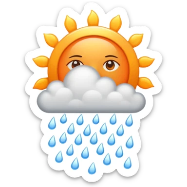 a sun with a large cloud blocking it with rain with no face sticker