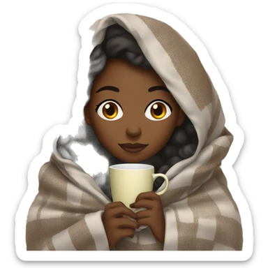 Black woman wrapped in blanket drinking tea  sticker