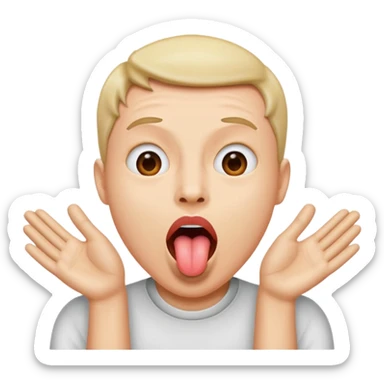 mouth open with tongue out and 2 hands to the side sticker