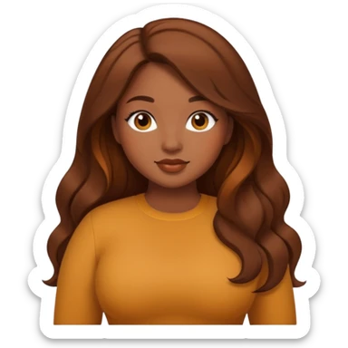 Curvy pretty brown girl with long brown hair, wearing fall colors sticker