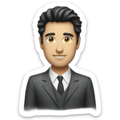 cool salesman with dark hair sticker