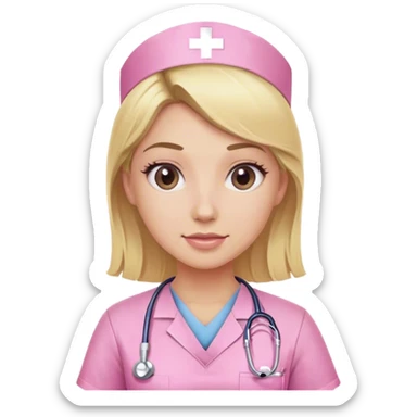 Blonde nurse wearing pink scrubs  sticker