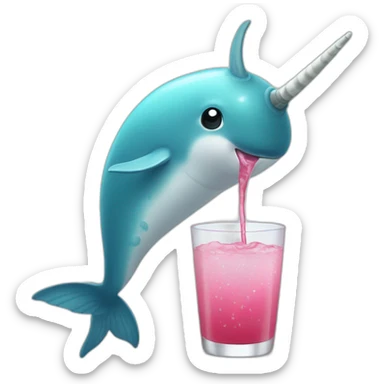 narwhal sipping drink sticker