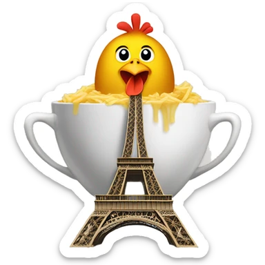 chicken soup on the eiffel tower  sticker